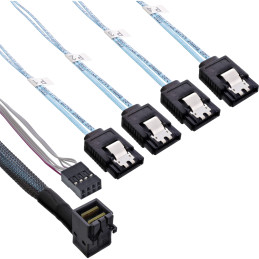 InLine Cavo Mini SAS, SFF-8643 a 4x SATA + Sideband, 1m, connettore 90°