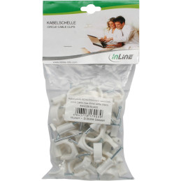 InLine Graffe fermacavo con chiodo per cavo piatto, 20mm, bianca, 50pz