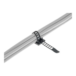 InLine Ferma cavi adesivi regolabili 85mm, con foro di fissaggio, nero, 10pz