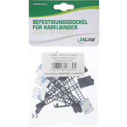 InLine Ferma cavi adesivi regolabili 85mm, con foro di fissaggio, nero, 10pz