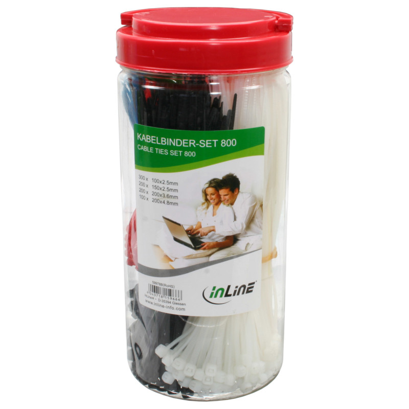 InLine Fascette stringicavo varie misure e colori, Include pinza, Set da 800pz InLine Fascette stringicavo varie misure e colori, Include pinza, Set da 800pz