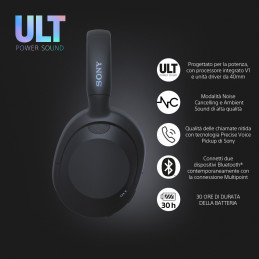 Sony ULT WEAR - Cuffie Bluetooth Wireless con ULT POWER SOUND, bassi profondi, Noise Cancelling, ottima qualità delle chiamate,