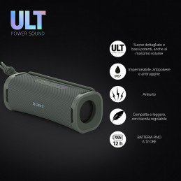 Sony ULT FIELD 1 - Speaker portatile wireless Bluetooth con ULT POWER SOUND, bassi potenti, IP67, impermeabile, antipolvere,