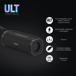 Sony ULT FIELD 1 - Speaker portatile wireless Bluetooth con ULT POWER SOUND, bassi potenti, IP67, impermeabile, antipolvere,