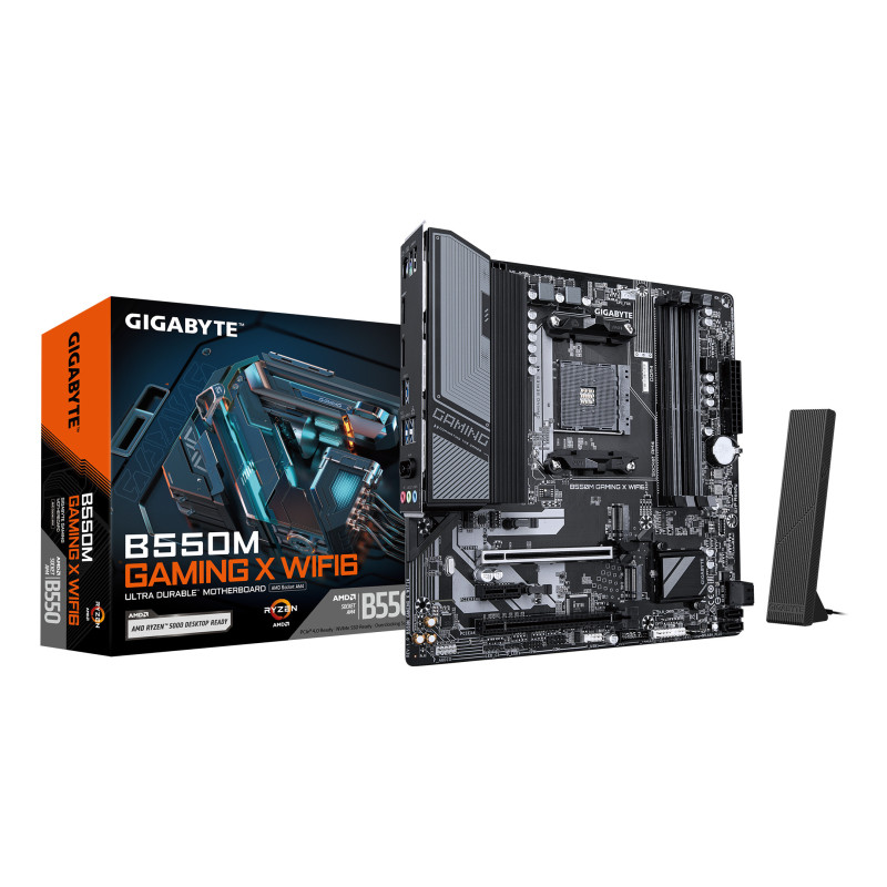 GIGABYTE B550M GAMING X WIFI6 Scheda madre - CPU AMD Ryzen 5000, VRM a 5+3 fasi, fino a 3200 MHz DDR4, 1x M.2 PCIe 4.0 + 1x M.2 GIGABYTE B550M GAMING X WIFI6 Scheda madre - CPU AMD Ryzen 5000, VRM a 5+3 fasi, fino a 3200 MHz DDR4, 1x M.2 PCIe 4.0 + 1x M.2