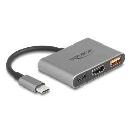 DeLOCK 61071 cavo e adattatore video 0,1 m USB tipo-C USB Type-C + USB Type-A + HDMI Grigio