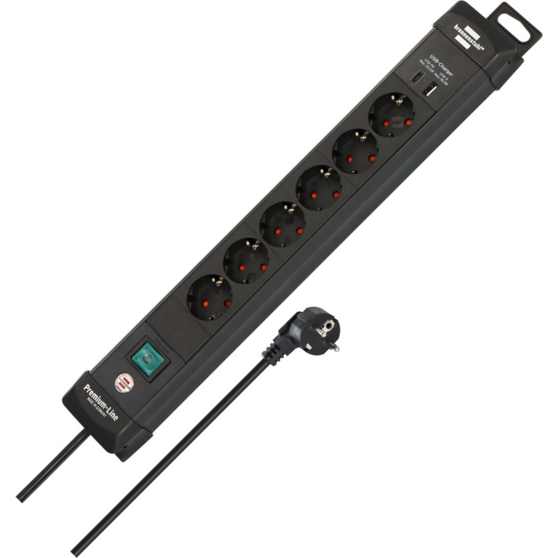 Brennenstuhl 1951160608 prolunghe e multiple 3 m 6 presa(e) AC Interno Nero Brennenstuhl 1951160608 prolunghe e multiple 3 m 6 presa(e) AC Interno Nero