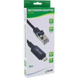 InLine Cavo adattatore di rete USB 3.2, Gigabit, da USB-C a spina RJ45, 5m