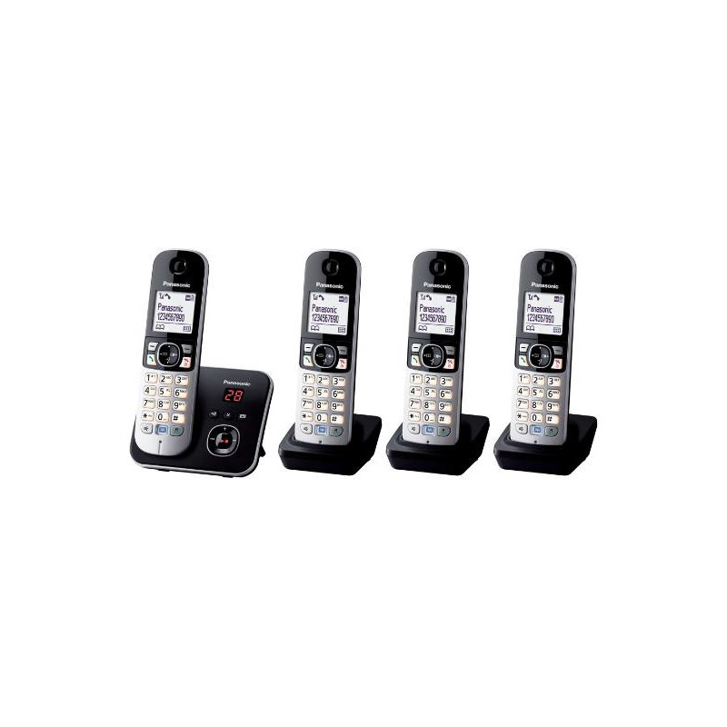 Panasonic KX-TG6824GB telefono Telefono DECT Identificatore di chiamata Nero, Argento Panasonic KX-TG6824GB telefono Telefono DECT Identificatore di chiamata Nero, Argento