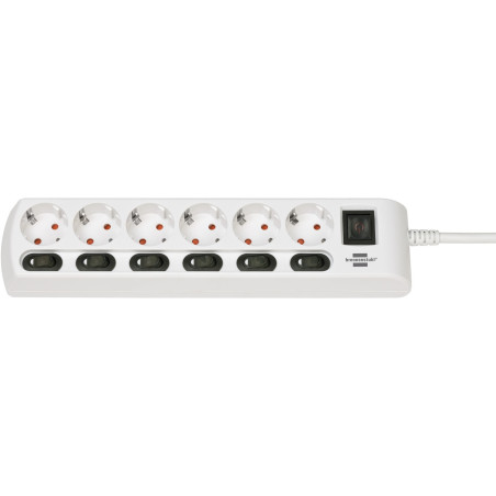 Brennenstuhl 1153110126 prolunghe e multiple 2 m 6 presa(e) AC Interno Bianco