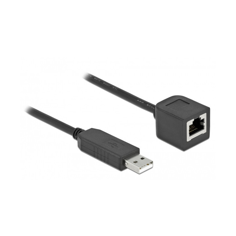 DeLOCK Cavo di connessione seriale con chipset FTDI, USB 2.0 Tipo-A maschio per RS-232 RJ45 femmina 50 cm nero DeLOCK Cavo di connessione seriale con chipset FTDI, USB 2.0 Tipo-A maschio per RS-232 RJ45 femmina 50 cm nero