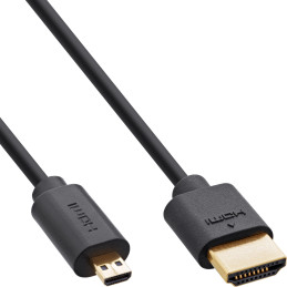 InLine Slim Cavo HDMI ad altissima velocità AM DM 8K4K placcato oro nero 0,3m