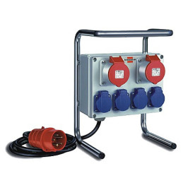 Brennenstuhl 1153750 prolunghe e multiple 2 m 6 presa(e) AC Nero, Blu, Rosso, Argento