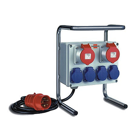 Brennenstuhl 1153750 prolunghe e multiple 2 m 6 presa(e) AC Nero, Blu, Rosso, Argento