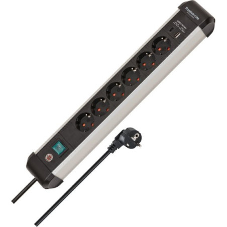 Brennenstuhl 1391030611 prolunghe e multiple 3 m 6 presa(e) AC Interno Nero, Argento