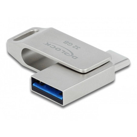 DeLOCK Chiavetta USB 5 Gbps USB-C + Tipo-A da 32 GB - Alloggiamento in metallo