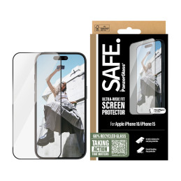 PanzerGlass SAFE. by ® Screen Protection w. Black Frame iPhone 16 | 15 | Ultra-Wide Fit Clear screen protector Apple 1 pc(s)