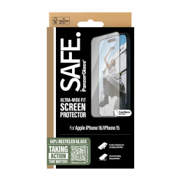 PanzerGlass SAFE. by ® Screen Protection w. Black Frame iPhone 16 | 15 | Ultra-Wide Fit Clear screen protector Apple 1 pc(s)