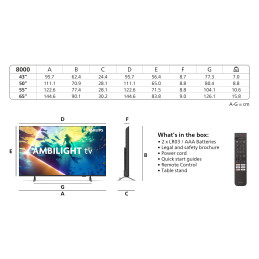 Philips 8500 series 65PUS8500 12 TV 165,1 cm (65") 4K Ultra HD Smart TV Wifi Noir