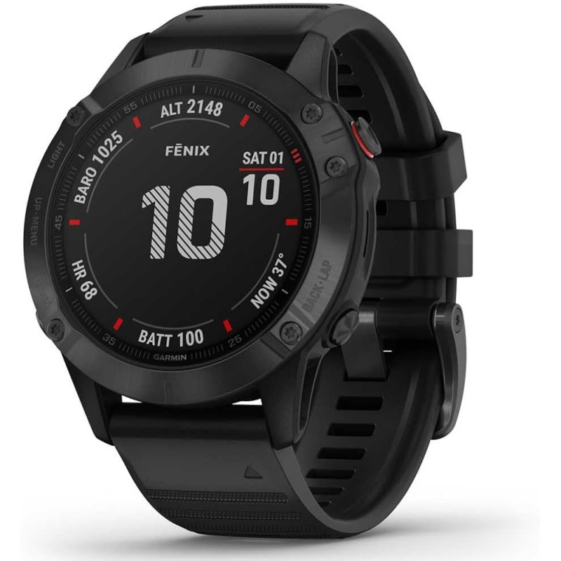 Garmin Fenix 6S Pro GPS-Multisport-Smartwatch schwarz mit schwarzem Armband