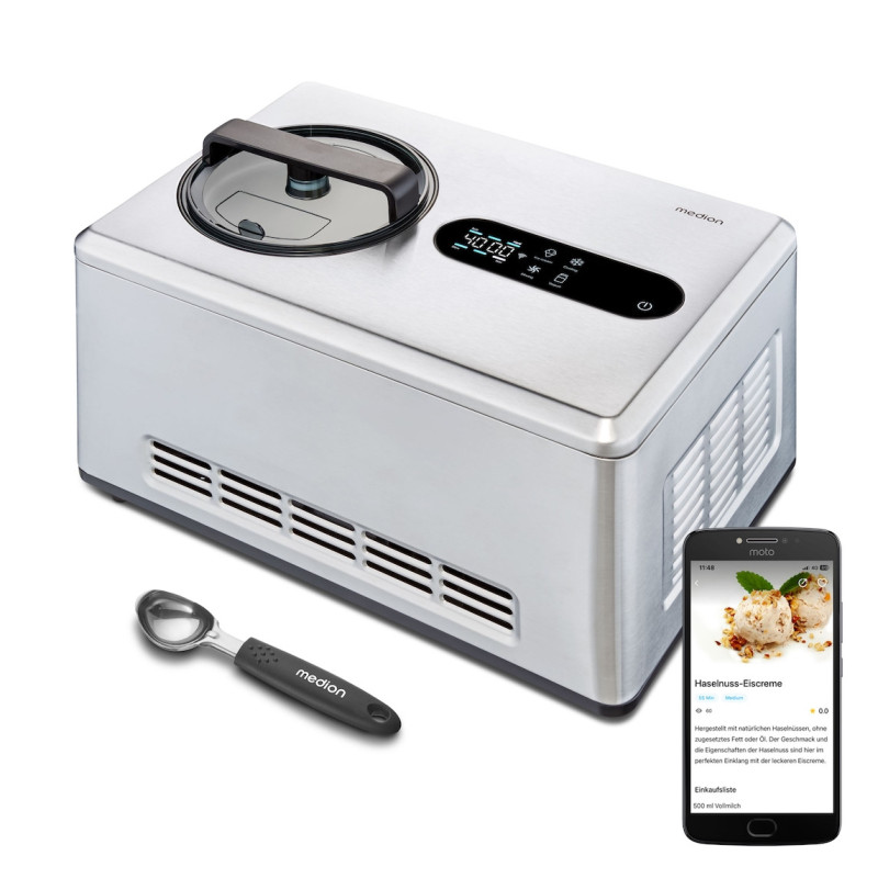 MEDION MD 12170 Compresor de helados 2 L 220 W Acero inoxidable