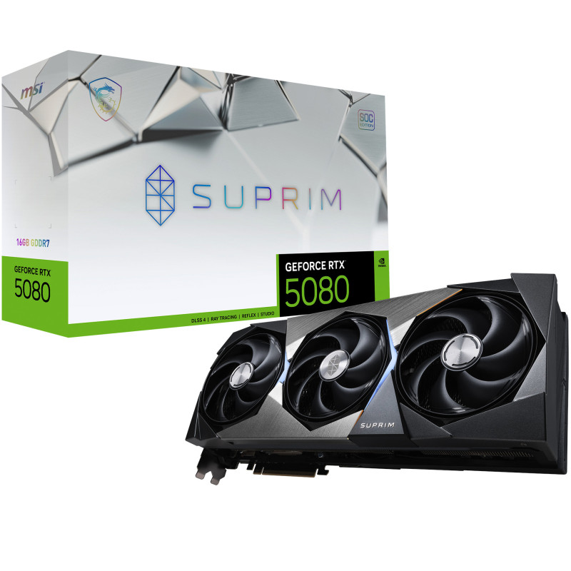 MSI SUPRIM GeForce RTX5080 16G SOC NVIDIA GeForce RTX 5080 16 GB GDDR7 MSI SUPRIM GeForce RTX5080 16G SOC NVIDIA GeForce RTX 5080 16 GB GDDR7