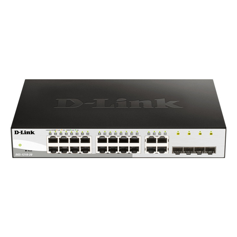 D-Link DGS-1210-20 Managed L2 Gigabit Ethernet (10 100 1000) 1U Black