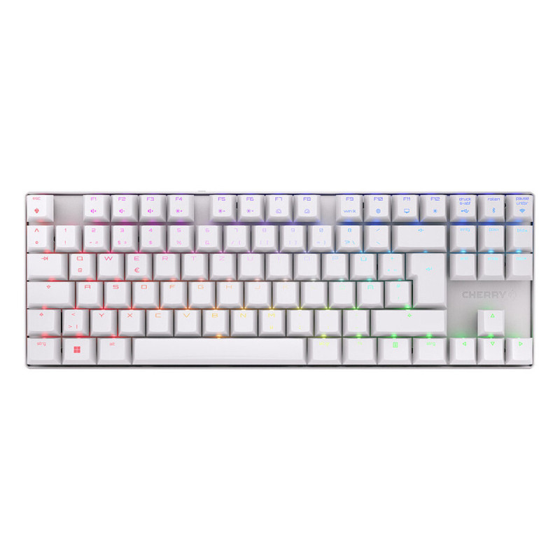CHERRY MX 8.2 TKL Wireless RGB clavier Jouer USB + RF Wireless + Bluetooth QWERTZ Allemand Blanc CHERRY MX 8.2 TKL Wireless RGB clavier Jouer USB + RF Wireless + Bluetooth QWERTZ Allemand Blanc
