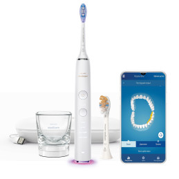 Philips DiamondClean Smart 9400 Sonicare Spazzolino Elettrico Sonico Bianco con App, con custodia da viaggio HX9917 88