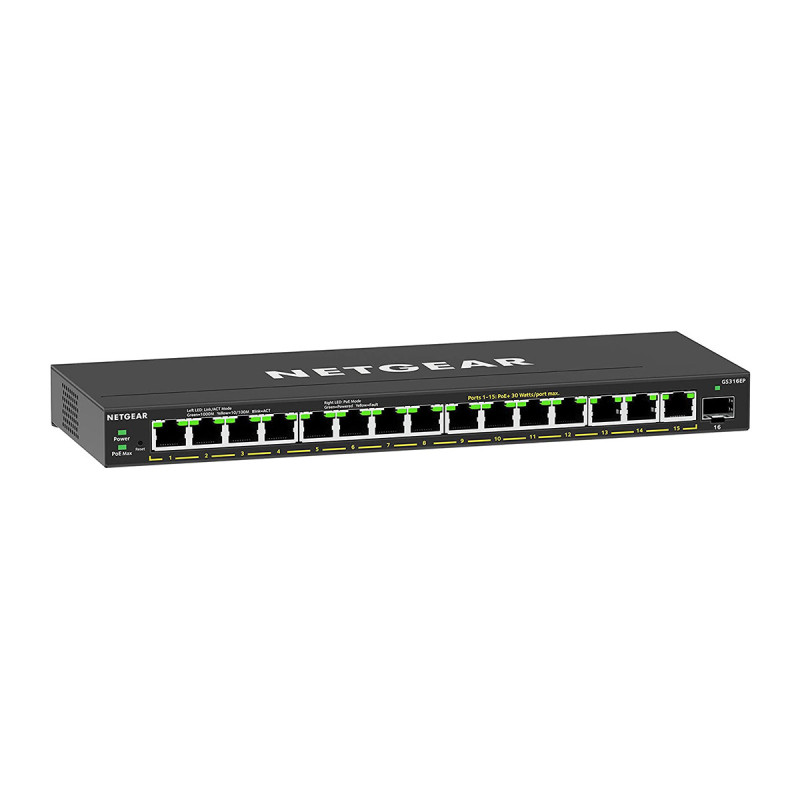 NETGEAR GS316EP-100PES switch Gestionado Gigabit Ethernet (10 100 1000) Energía sobre Ethernet (PoE) Negro NETGEAR GS316EP-100PES switch Gestionado Gigabit Ethernet (10 100 1000) Energía sobre Ethernet (PoE) Negro