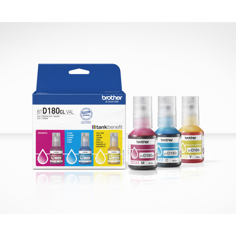 Brother BTD180CLVAL Bouteilles d'encre couleur multipack | 3 couleurs