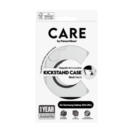 PanzerGlass CARE by ® Feature Case Transparent w. Black Kickstand & Qi Compatible Samsung Galaxy S25 Ultra coque de protection