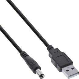 InLine 26806G power cable Black 39.4" (1 m) USB A 5.5 x 2.1 mm