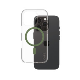 PanzerGlass CARE by ® Flagship Case Transparent Urban Combat w. Green MagSafe iPhone 16 Pro funda para teléfono móvil