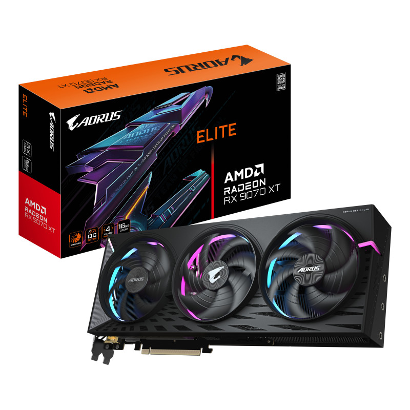 GIGABYTE AORUS Radeon RX 9070 XT ELITE 16G Scheda Grafica - 16 GB GDDR6, 256 bit, PCI-E 5.0, 3100 MHz Frequenza Base, 2 x GIGABYTE AORUS Radeon RX 9070 XT ELITE 16G Scheda Grafica - 16 GB GDDR6, 256 bit, PCI-E 5.0, 3100 MHz Frequenza Base, 2 x