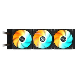 GIGABYTE GAMING 360 Flüssigkeitskühler für CPU - 3x120 mm ARGB-Lüfter, Schiebe-Verriegelungsmechanismus, DAISY-CHAIN,