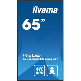 iiyama LH6565UHSB-B1 signage display Kiosk design 64.5" LED Wi-Fi 800 cd m² 4K Ultra HD Black Built-in processor Android 11 24 7