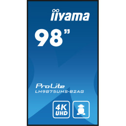 iiyama LH9875UHS-B2AG signage display Digital signage flat panel 97.5" LED Wi-Fi 500 cd m² 4K Ultra HD Black Built-in processor