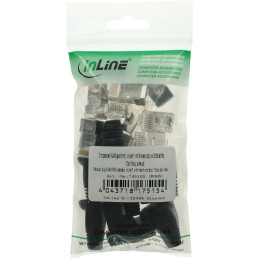 InLine Connettore a crimpare RJ45 schermato, antipiega, guida, nero, 10pz.
