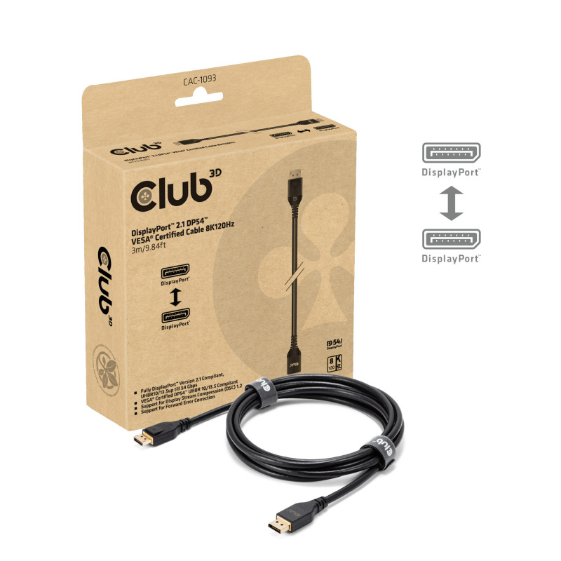 CLUB3D CAC-1093 câble DisplayPort 3 m Noir CLUB3D CAC-1093 câble DisplayPort 3 m Noir