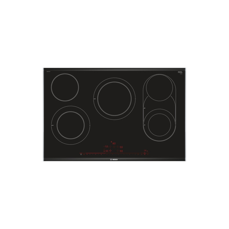 Bosch Serie 8 PKM875DP1D piano cottura Nero, Acciaio inox Da incasso Ceramica 5 Fornello(i) Bosch Serie 8 PKM875DP1D piano cottura Nero, Acciaio inox Da incasso Ceramica 5 Fornello(i)