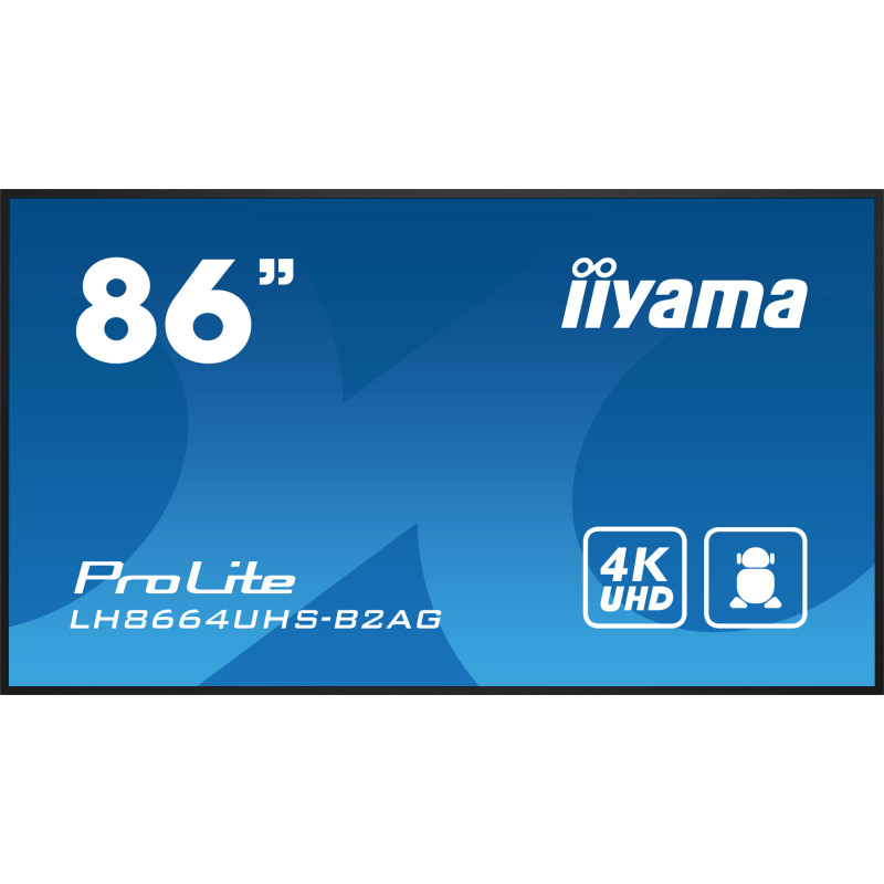 iiyama LH8664UHS-B2AG signage display Digital signage flat panel 86" Wi-Fi 500 cd m² 4K Ultra HD Black Built-in processor