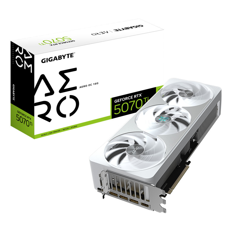GIGABYTE GeForce RTX 5070 Ti AERO OC 16G Tarjeta Gráfica - 16GB GDDR7, 256 bits, PCI-E 5.0, 2588 MHz Core Clock, 3 x DP 2.1a, 1 GIGABYTE GeForce RTX 5070 Ti AERO OC 16G Tarjeta Gráfica - 16GB GDDR7, 256 bits, PCI-E 5.0, 2588 MHz Core Clock, 3 x DP 2.1a, 1