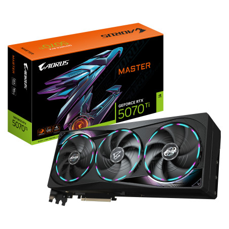 GIGABYTE AORUS GeForce RTX 5070 Ti MASTER 16G Tarjeta Gráfica - 16GB GDDR7, 256 bits, PCI-E 5.0, 2670 MHz Core Clock, 3 x DP