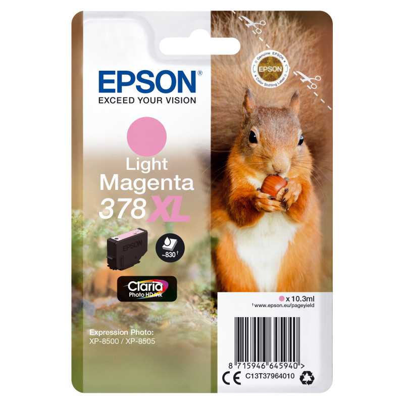 Epson Squirrel 378XL ink cartridge 1 pc(s) Original High (XL) Yield Light magenta Epson Squirrel 378XL ink cartridge 1 pc(s) Original High (XL) Yield Light magenta