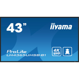 iiyama LH4365UHSB-B1 Écran d'affichage dynamique En forme de kiosk 108 cm (42.5") LED Wifi 800 cd m² 4K Ultra HD Noir Intégré