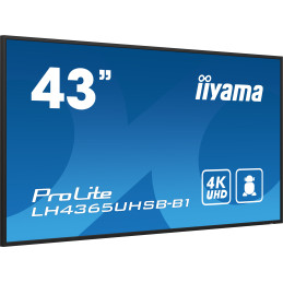 iiyama LH4365UHSB-B1 Écran d'affichage dynamique En forme de kiosk 108 cm (42.5") LED Wifi 800 cd m² 4K Ultra HD Noir Intégré