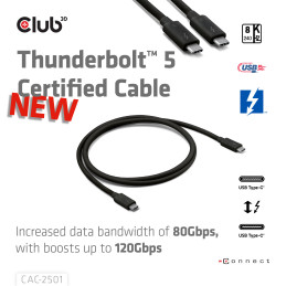 CLUB3D CAC-2501 Cavo Thunderbolt 1 m 120 Gbit s Nero