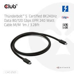 CLUB3D CAC-2501 Cavo Thunderbolt 1 m 120 Gbit s Nero