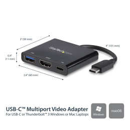 StarTech.com Adattatore multifunzione USB-C a HDMI 4K con fornitura di alimentazione e porta USB-A